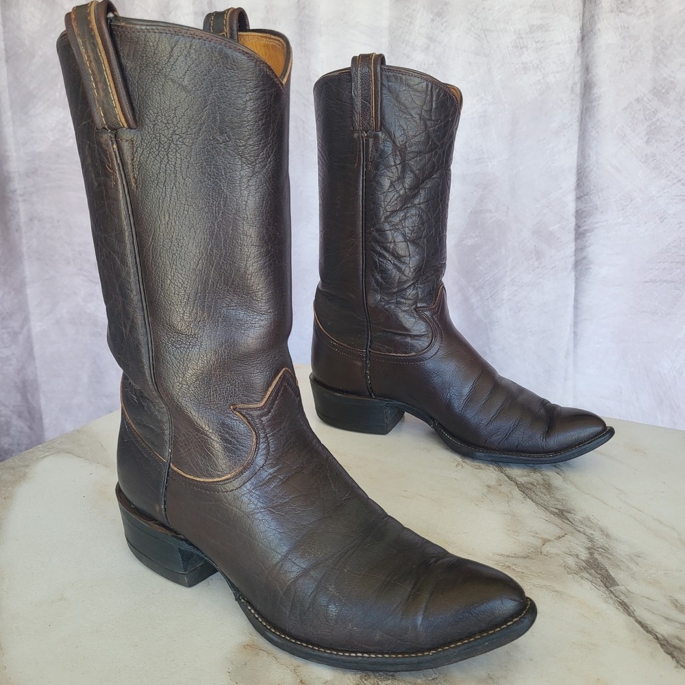 Vintage Tony Lama Western Cowboy Boots Black Size 8.5 D